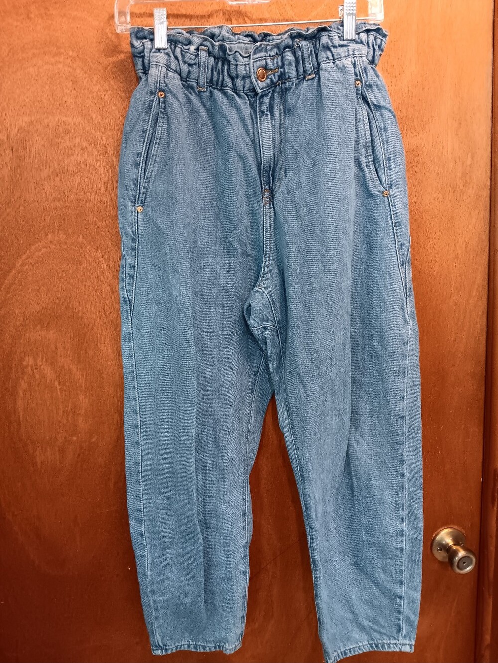 ZARA Medium Blue Elastic Waist Denim Jeans
